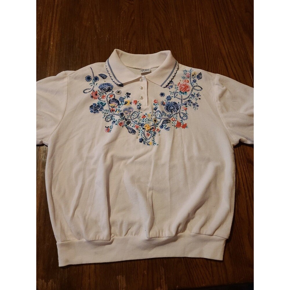 Sport Timer |  Floral Short Sleeve Basic Top (Size: L)